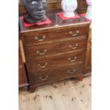 Early 20th Century mahogany four drawer chest, 94cm high by 77cm wide by 50cm deep.