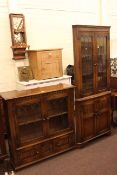 Bevan Funnell Ltd oak leaded glazed four door standing corner cabinet and similar Bevan Funnell Ltd