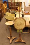 Regency mahogany triform based pole screen and 19th Century mahogany triform based plant stand.