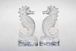 Two Waterford crystal sea horses, 17cm.