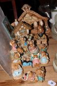 Collection of Pendelfin rabbits, Cobble Cottage and School House.