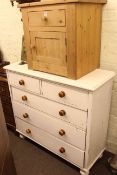 Painted pine chest of five drawers,