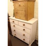 Painted pine chest of five drawers,