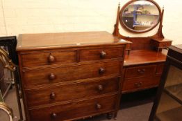 Edwardian mahogany dressing table and Victorian mahogany chest of five drawers.