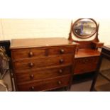 Edwardian mahogany dressing table and Victorian mahogany chest of five drawers.