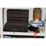 Vintage tool chest and tools, W. German vase, Bretby cat, jug, tureen and Zebra.