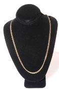 9 carat gold flattened chain link necklace, length 44cm.