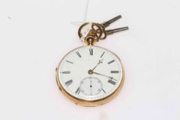 Victorian 18 carat gold gents pocket watch, the movement signed James Franklin, Liverpool,
