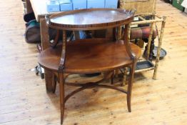 Late 19th Century inlaid mahogany two tier oval graduated tray top etagere,