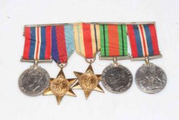 WWII military medals with ribbon bar awarded to 22545 Sep. Dhani Ram F.F. Rif-Frontier.