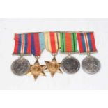 WWII military medals with ribbon bar awarded to 22545 Sep. Dhani Ram F.F. Rif-Frontier.
