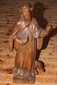 Antique carving of preacher, 78cm high.