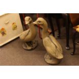 Pair geese garden ornaments.