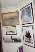 Collection of nine various pictures including four military aircraft, Jack Vettriano, etc.