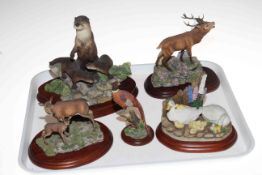 Five Border Fine Arts ornaments, Otters, Stag, Deer, Settle Down and Pheasant.