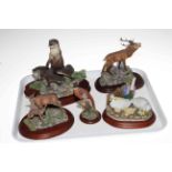 Five Border Fine Arts ornaments, Otters, Stag, Deer, Settle Down and Pheasant.