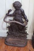 Cast stick stand modelled as a child grasping a serpent, 81cm high by 47cm wide by 24cm deep.