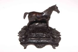 Decorative bronze patinated horse ink stand.