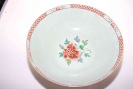 Very large Chinese famille rose bowl with flower decoration and patterned rim, 40cm diameter.