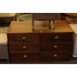 Mahogany six drawer haberdashery chest, 59cm high by 110cm wide by 59.5cm deep.