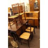 Vintage Beautility sideboard, oak pad foot drop leaf dining table,