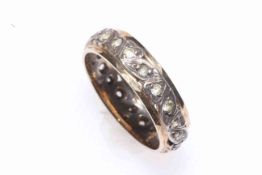 9 carat gold and silver eternity ring, size M.