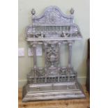 Victorian cast iron three division stick stand with impressed number and lozenge to rear,