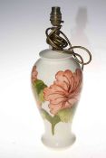 Moorcroft 'hibiscus' table lamp, 44cm to lamp holder.