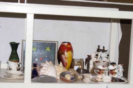 Royal Albert Old Country Roses teaware, pair of pottery spaniels, seashells and amethyst quartz,
