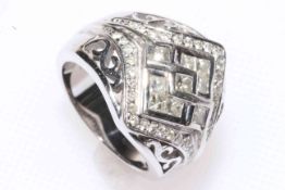 14 carat white gold and diamond set ring,