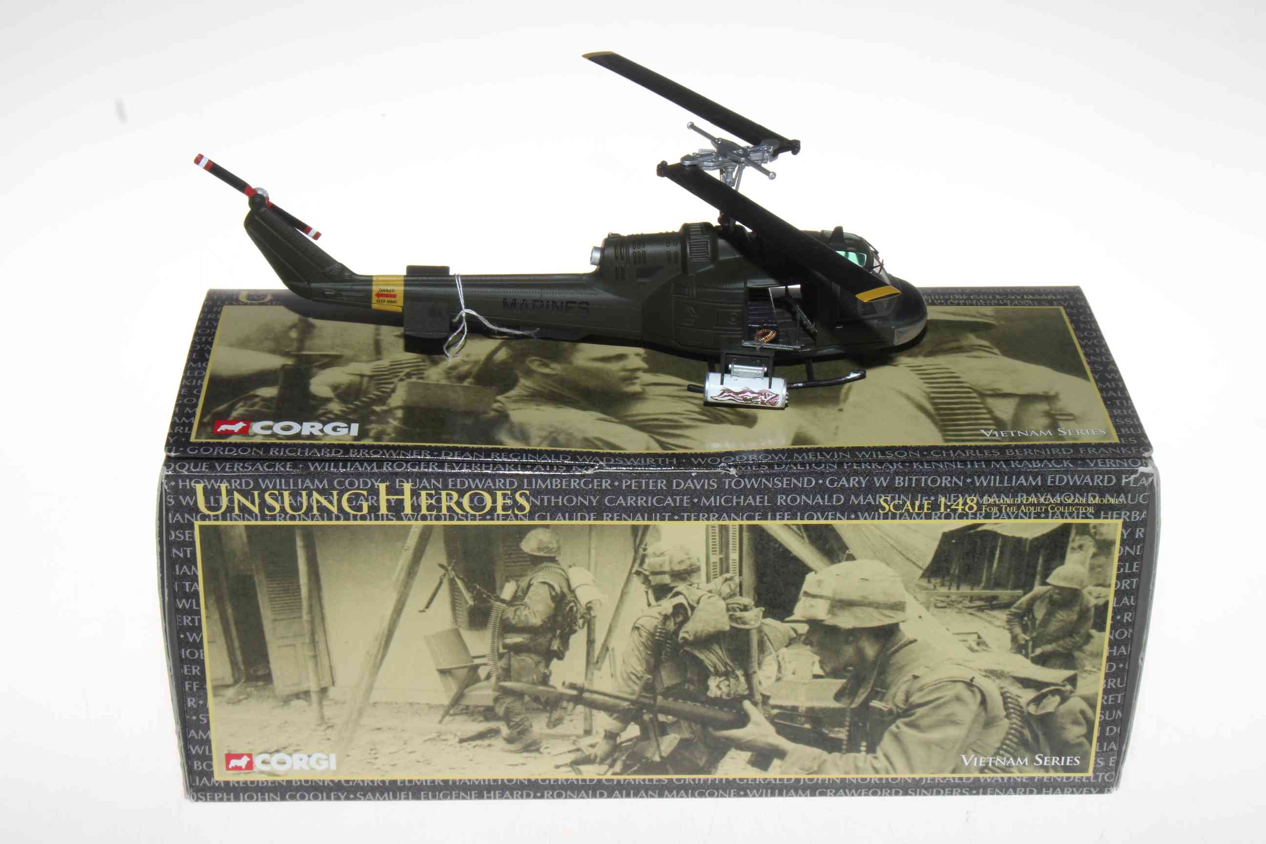 Corgi Unsung Heroes Helicopter model, with box.