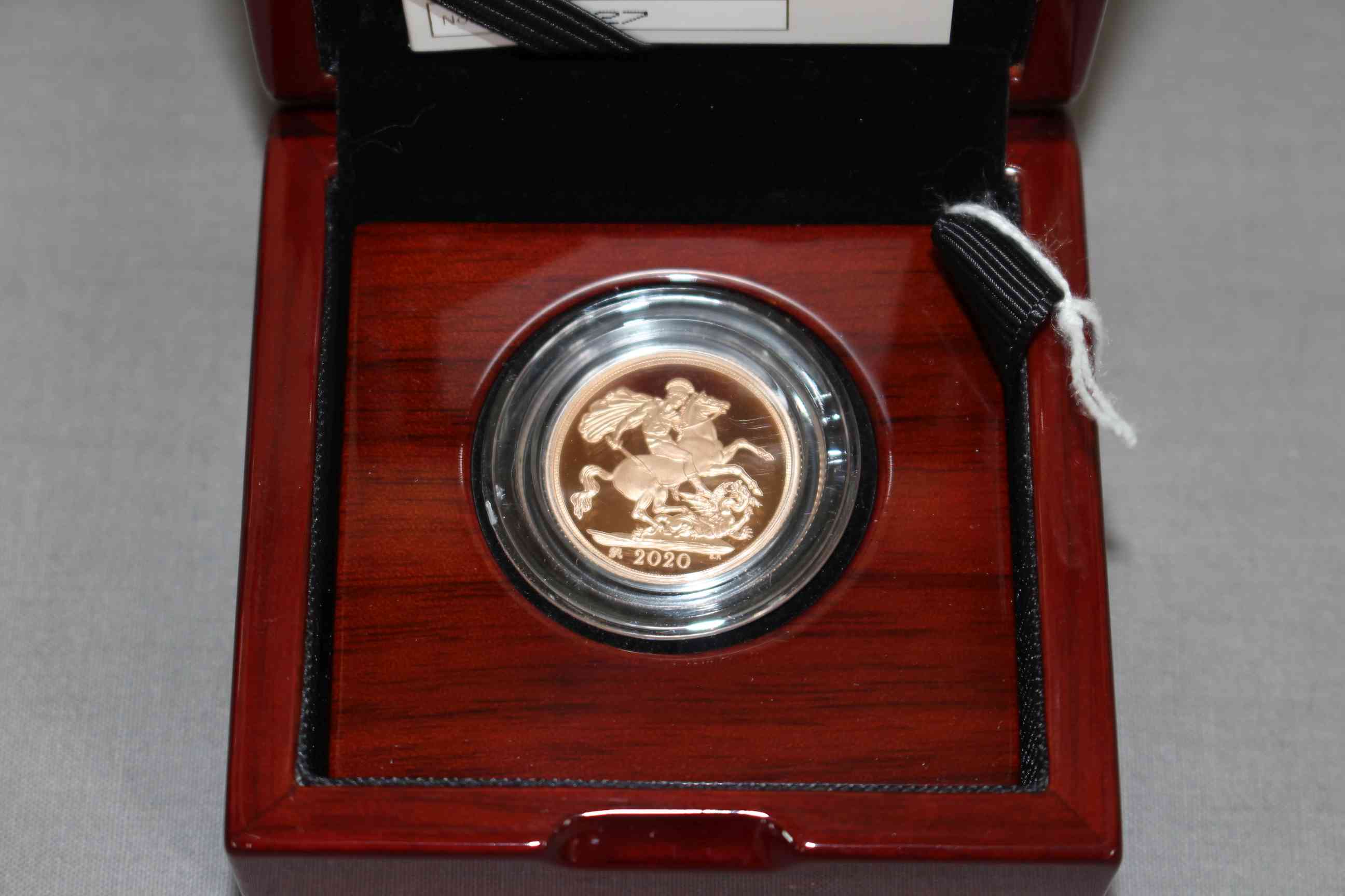 2020 The Royal Mint gold proof sovereign in box with COA No. 5127.