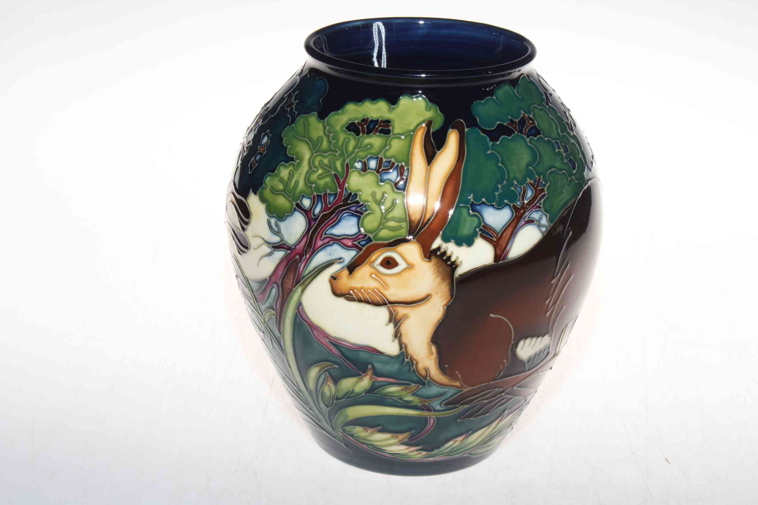 Moorcroft limited edition Sowerby Hare pattern vase by Philip Gibson, 118/250, 21cm, with box. - Image 3 of 4