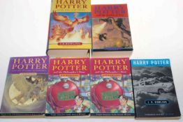 Collection of six Harry Potter volumes.