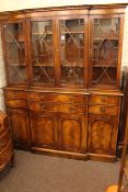 Bevan Funnell Reprodux mahogany breakfront secretaire bookcase,