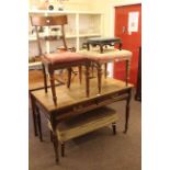 Late Victorian oak two drawer side table,