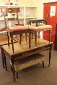 Late Victorian oak two drawer side table,