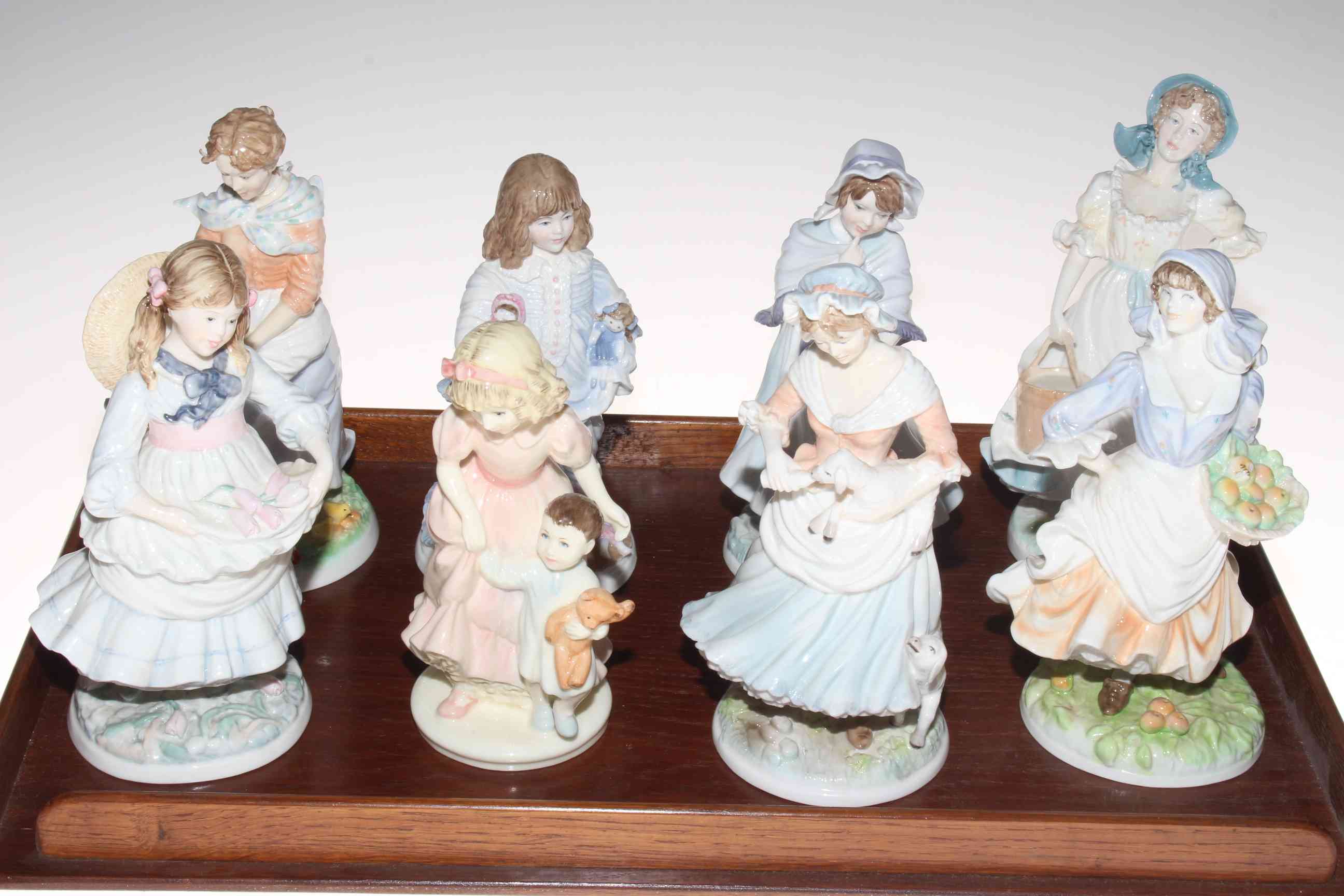 Six Royal Worcester limited edition Old Country Ways and NSPC figures,