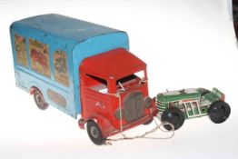 Tin plate models of Tri-ang Transport Van No. 200 and a MAR clockwork tractor (2).