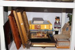 Victorian photograph album, Anglo Indian cigarette holder, brass bound pen box, manicure set,