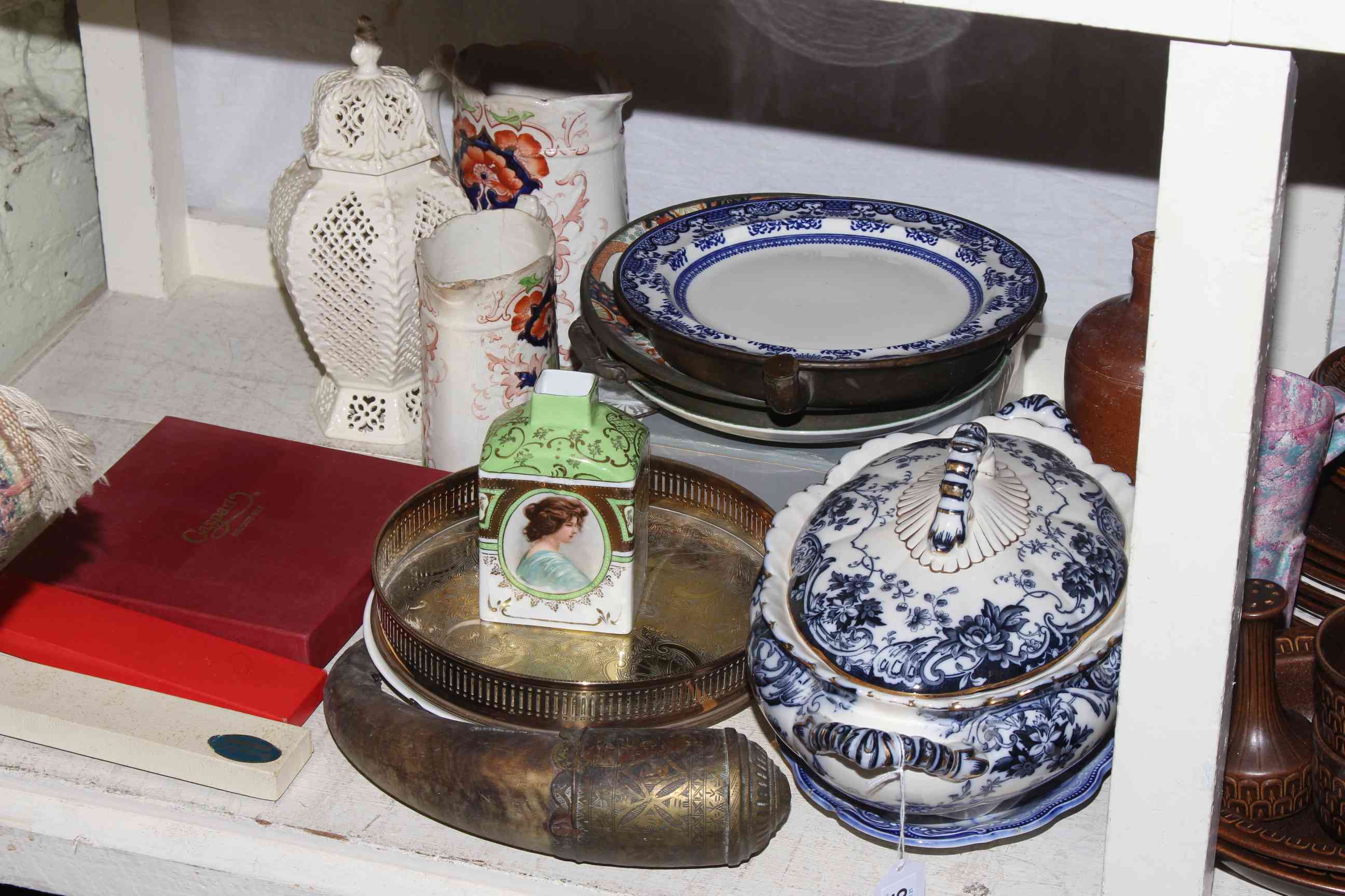 Victorian blue and white and other dinnerware, Wedgwood tableware and Jasperware, anniversary clock, - Image 4 of 4