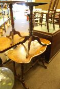 Victorian inlaid walnut shaped top side table, Victorian mahogany snap top occasional table,