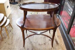 Late 19th Century inlaid mahogany two tier oval graduated tray top etagere,