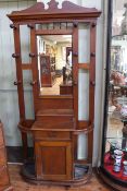 Early 20th Century oak mirror back hallstand, 207cm high by 102cm wide by 36cm deep.