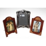 Two inlaid and one EPNS Art Nouveau style easel photograph frames (3).