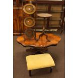 Italian style shaped top coffee table, two tier folding cakestand,