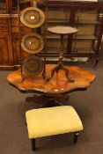 Italian style shaped top coffee table, two tier folding cakestand,