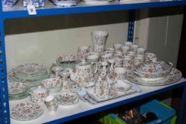 Minton Haddon Hall pattern ceramics including teapot, tureen, figurines, meat plate, picture frame,