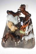 Collection of nine Beswick horses including mare and foal.