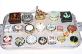 Collection of twenty ornate pill boxes.